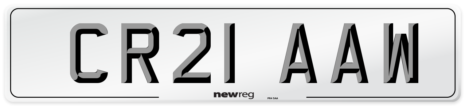 CR21 AAW Number Plate from New Reg
